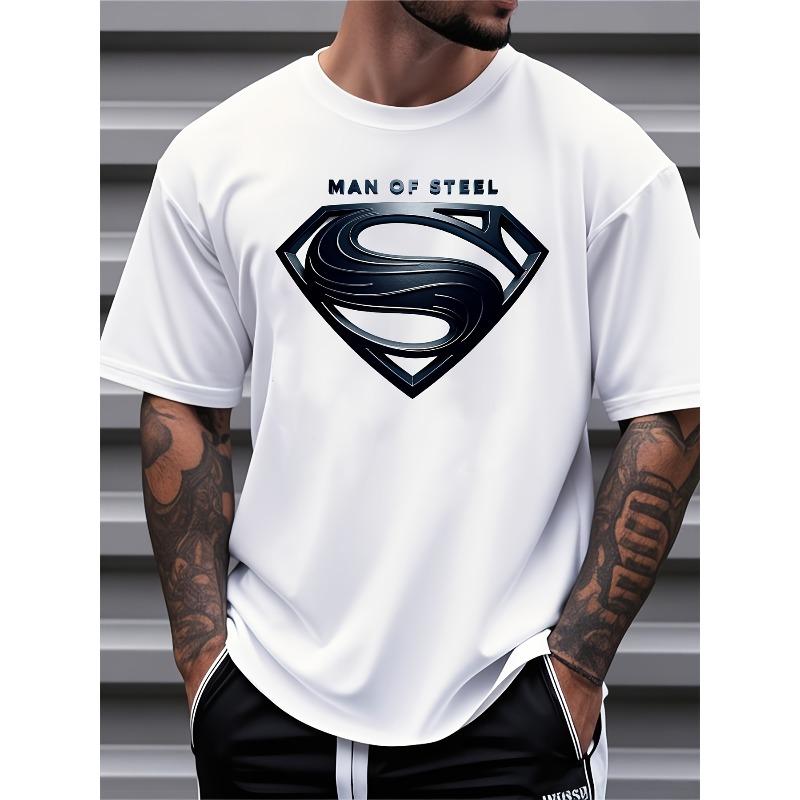 European sizes Men'S Justice League Graphic T-Shirt , Black Casual Crew Neck Short Sleeve Tee, Comfortable Fit for Spring/Summer, Everyday Tshirt