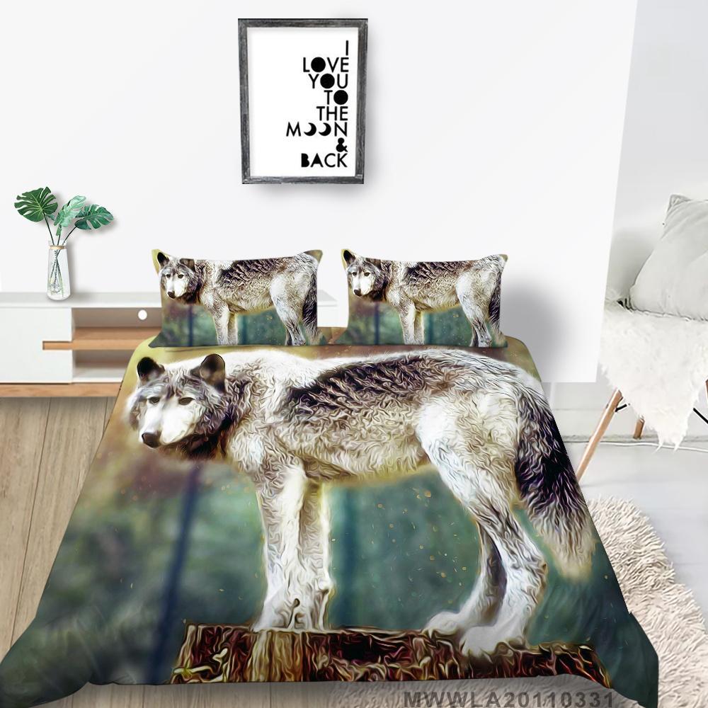 2023 New Style Unique Design Bedding Cover Suit Fashionable Decorative Wolf Printed Home Textiles Queen King Size Bedding