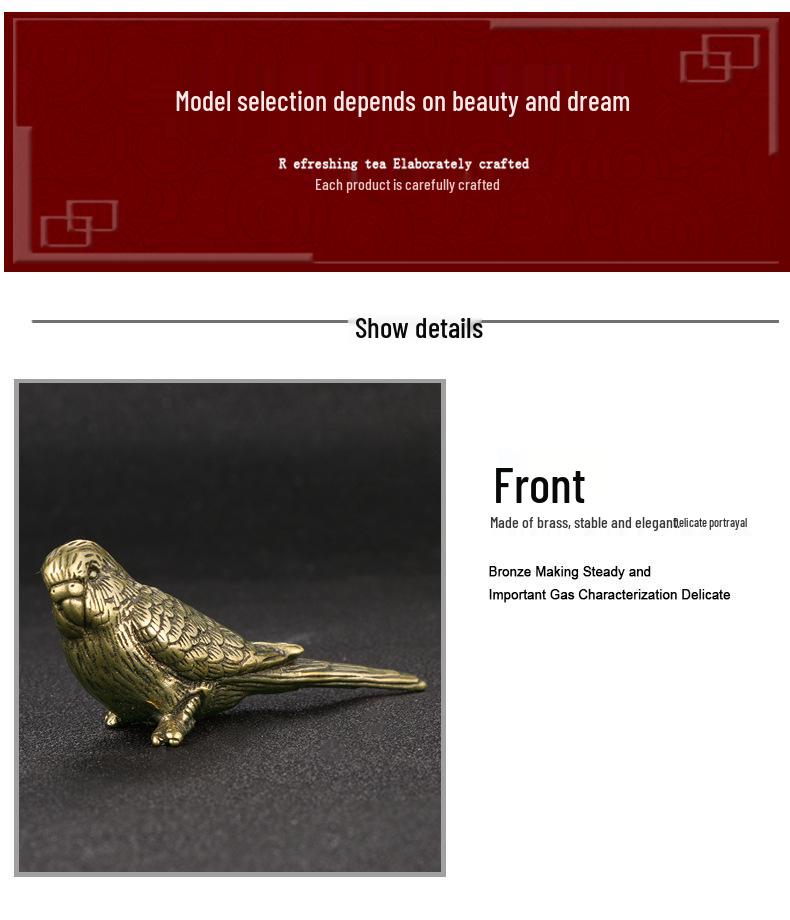 Handcrafted Solid Brass Sparrow Tea Pet - Antique Magpie Ornament Collection