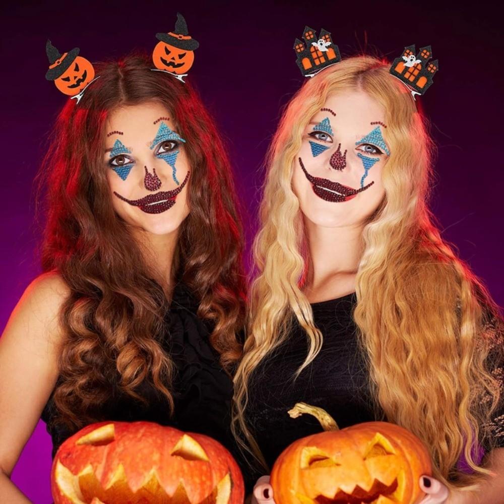 3D Resin Halloween Fake Tattoo Colorful Jewelry Face Sticker Face Rhinestone Sticker  Body Art