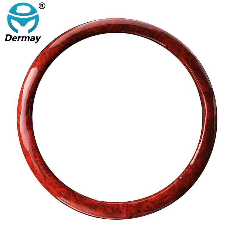 DERMAY 5style Car Wood Steering Wheel Cover PU Leather Wooden Design for BMW VW Golf Polo CC Hyundai Kia Nissan Honda Accord