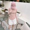 Women's Pink Sheer Long Sleeve Slim-Fit T-Shirt