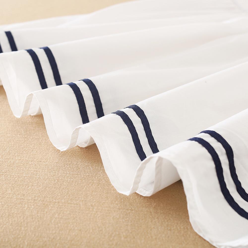 Girls Dress 100% Cotton White Sailor Back To School Dress Suitable for 5-12 Years Old Girls Short Sleeved Summer Dresses