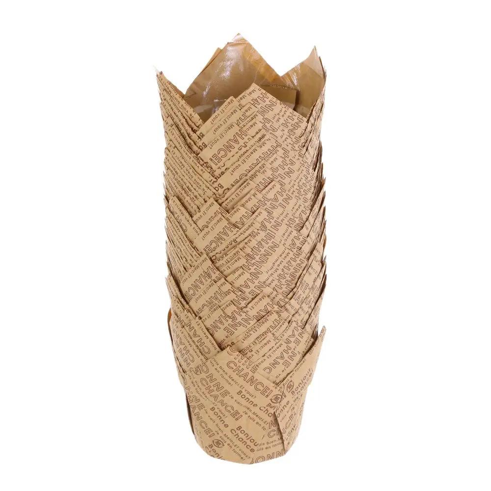50 Stück Fettbeständige Kuchenpapierbecher Tablettbecher Cupcake-Förmchen Papier-Tulpen-Backförmchen Kuchen-Muffin-Becher Backzubehör Gebäckwerkzeuge
