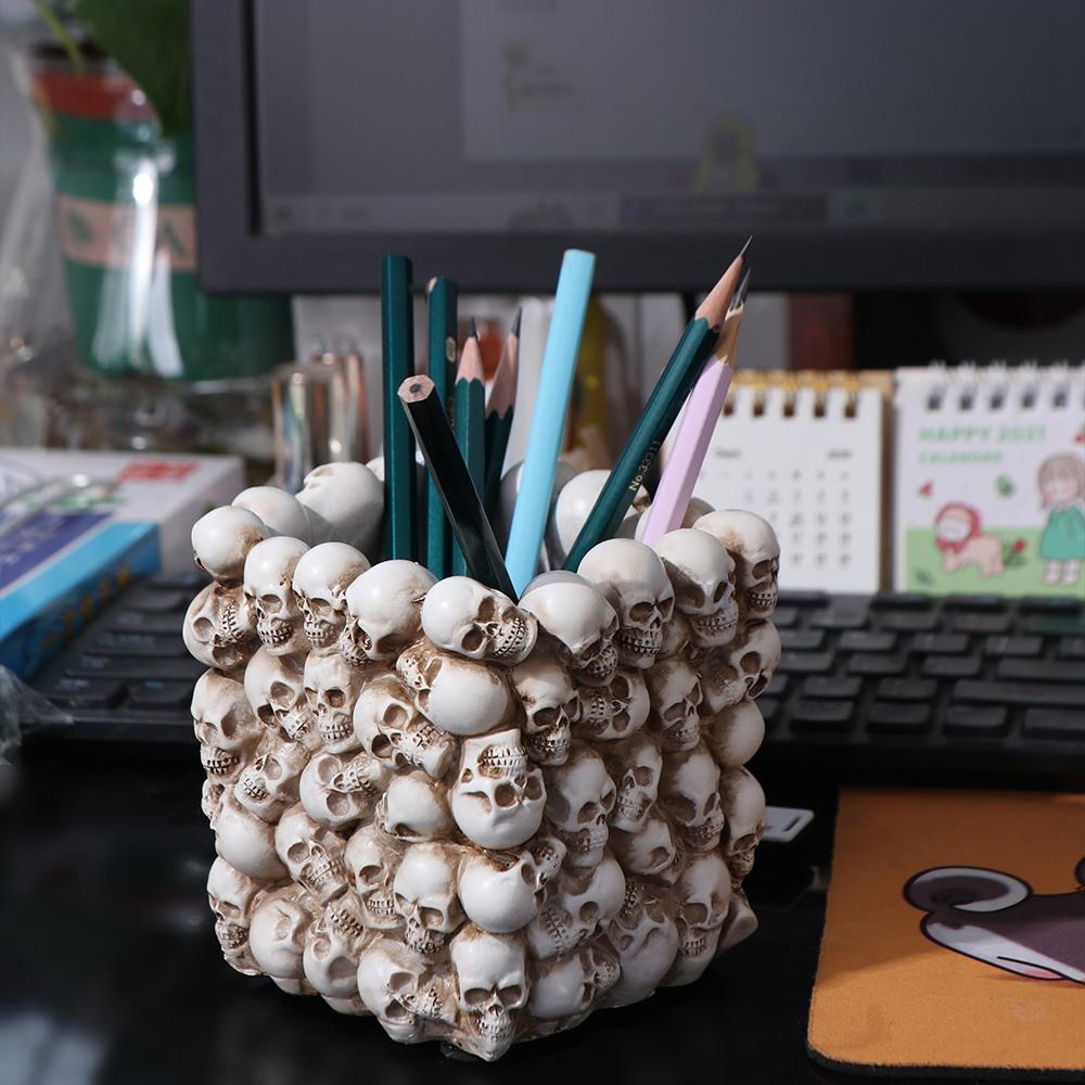Desktop Storage Box Desktop Organizer Desktop Pen Stand Skull Pen Holder Creative   Birthday Gifts
