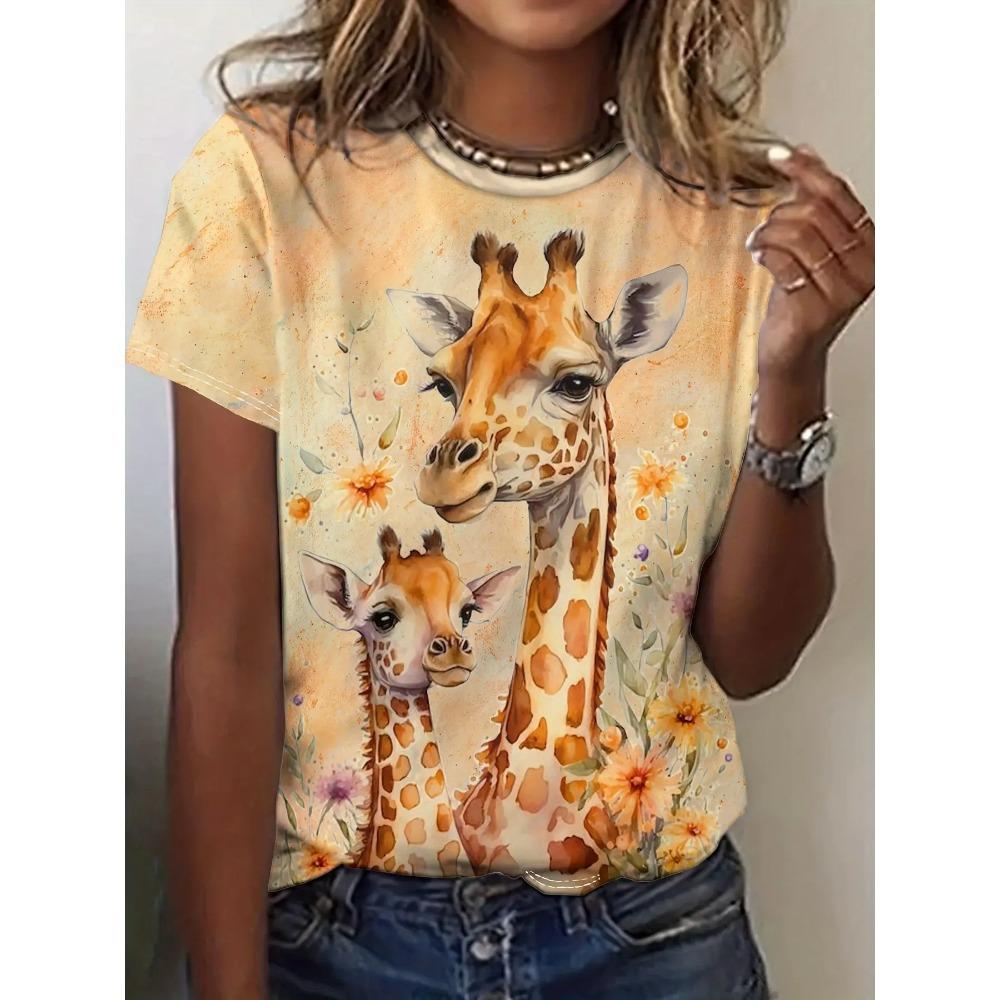 Cartoon Dog Funny Women Characters Cute 3D Print Casual Short Sleeve Top