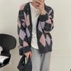 Women's Autumn/Winter 2024 Knitted Diamond Cardigan: Korean-Style Niche Design, Cozy Jacket