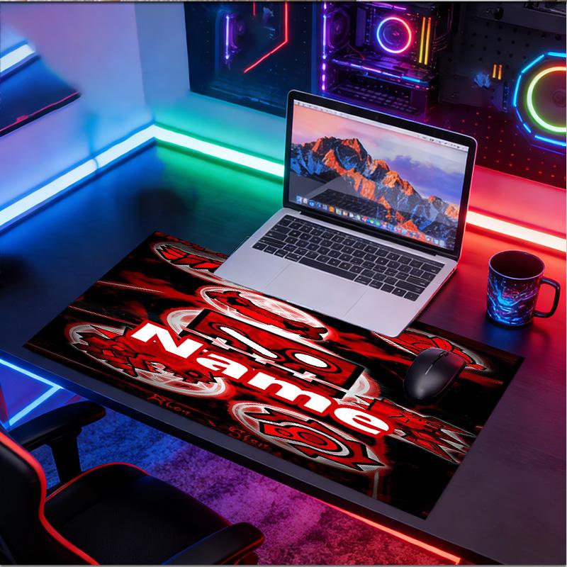 Custom Name Personalized Geometry Dash Pattern Mousepad, Laptop PC Desk Mat, Decorative Desk Mat for Home Keyboard Pad Gift