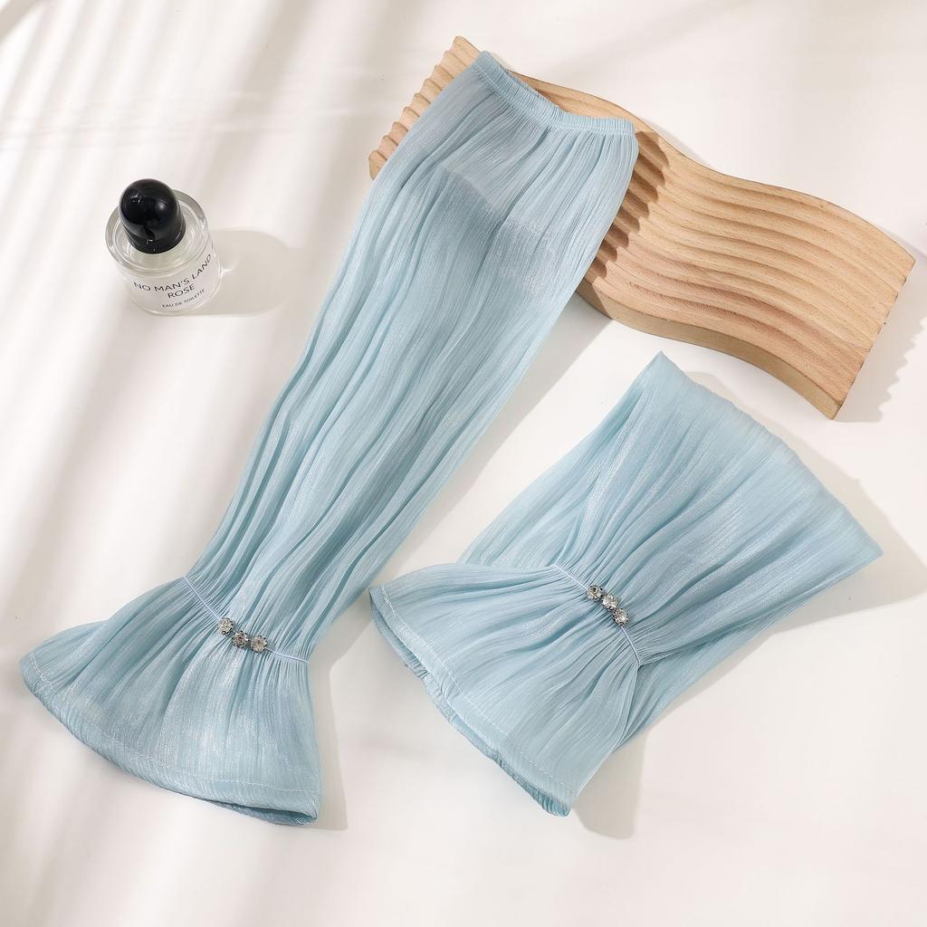 Sunshade Summer Thin Ice Sleeve  Silk Three Diamonds For Women Girls Driving Sunscreen  Arm Outdoor Solid Color Riding Sleeves