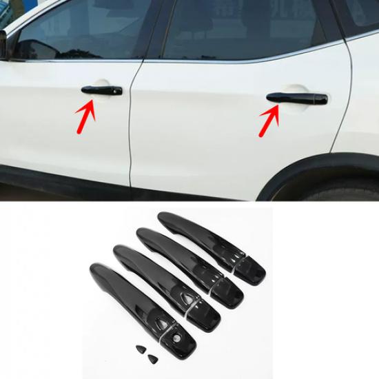 Bright Black Front Car Door Handles Cover Trim 10pcs For Nissan Versa -2024