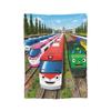 Coperta Go Buster Cartoons Tayos Little Bus Coperta in Flanella Coperta da Viaggio in Aereo Stampata Ultra Morbida Calda Copriletto