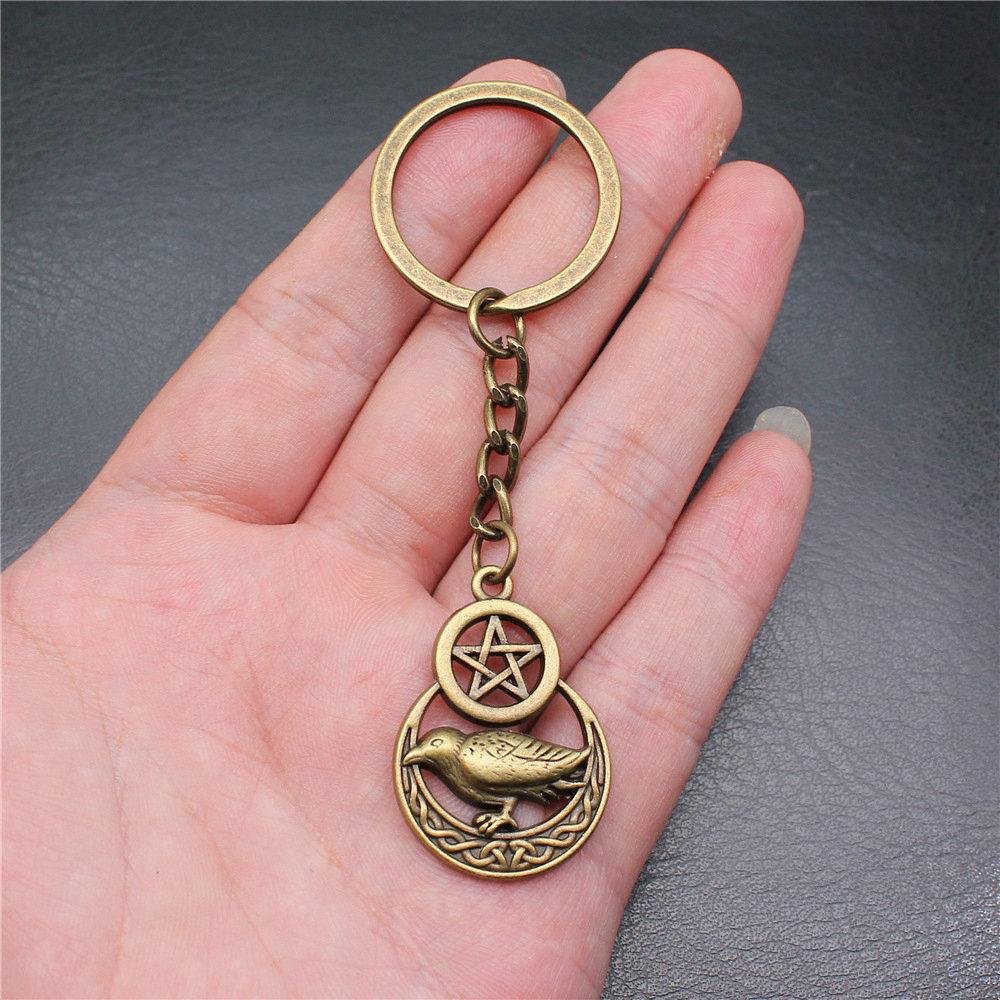 28mm Key Ring Star Pentagram Moon Minimalist Jewelry Components QY043