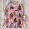 Ladies' Fashionable And Casual Christmas Cute Printed Round Neck Long Sleeved Knitted Yarn