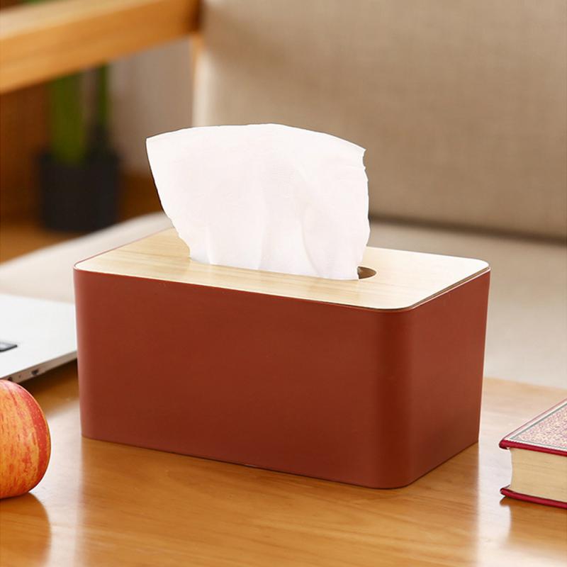 Wooden Tissue Box Napkin Holder Bamboo Lid Top Handkerchief Case Wipes Dispenser Toilet Paper Organizer Container Home Car Items