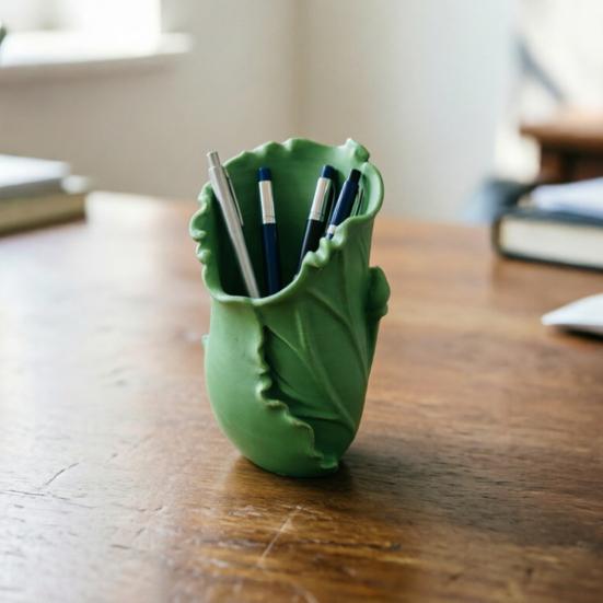 Storage Ornament Large-Capacity Desktop Organizer with 3D Printed Leaf Design Home Office Storage Holder Home Decor