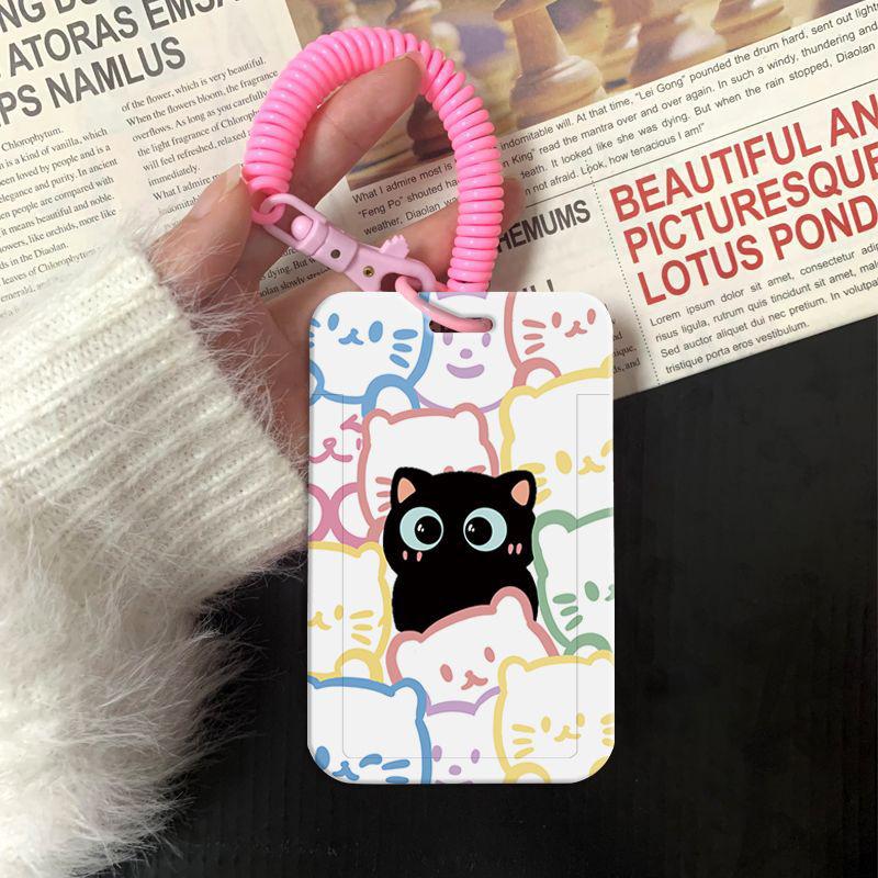 1 Pz Porta Carte Gatto Carino Per Studente Porta Fotocard Gatto Kawaii Idolo Kpop Portatile Porta Badge Laccetto