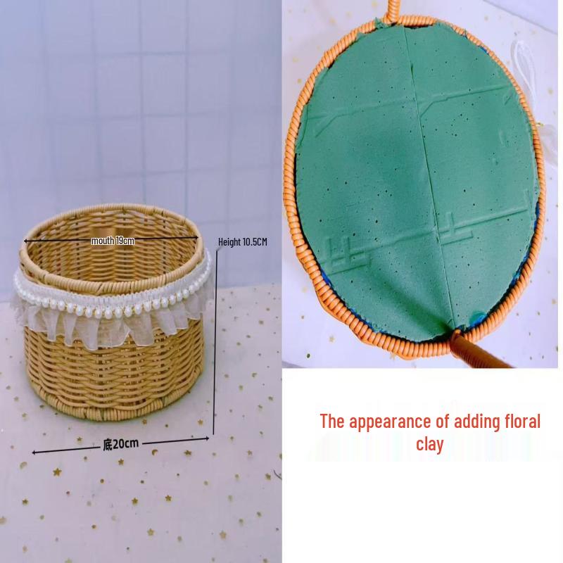 Handmade Beige Rattan Princess Basket
