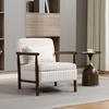 Mid-Century Modern Accent Chair with Wood Construction, Upholstered Chair for Living Room with Lumbar Cushion, Reading for Bedroom and Conservatory