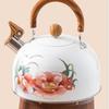 Kessel Teekessel Vintage Blumig Emailliert Teekanne Edelstahl PVC Chinesisches Küchengerät Pfeifkessel Heimküchen-Dekor