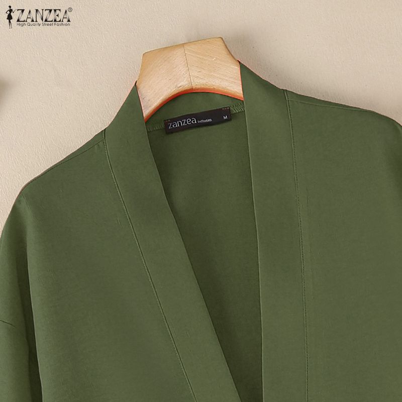 ZANZEA Womens Casual V-Neck Long Sleeve Loose Cardigan Tops