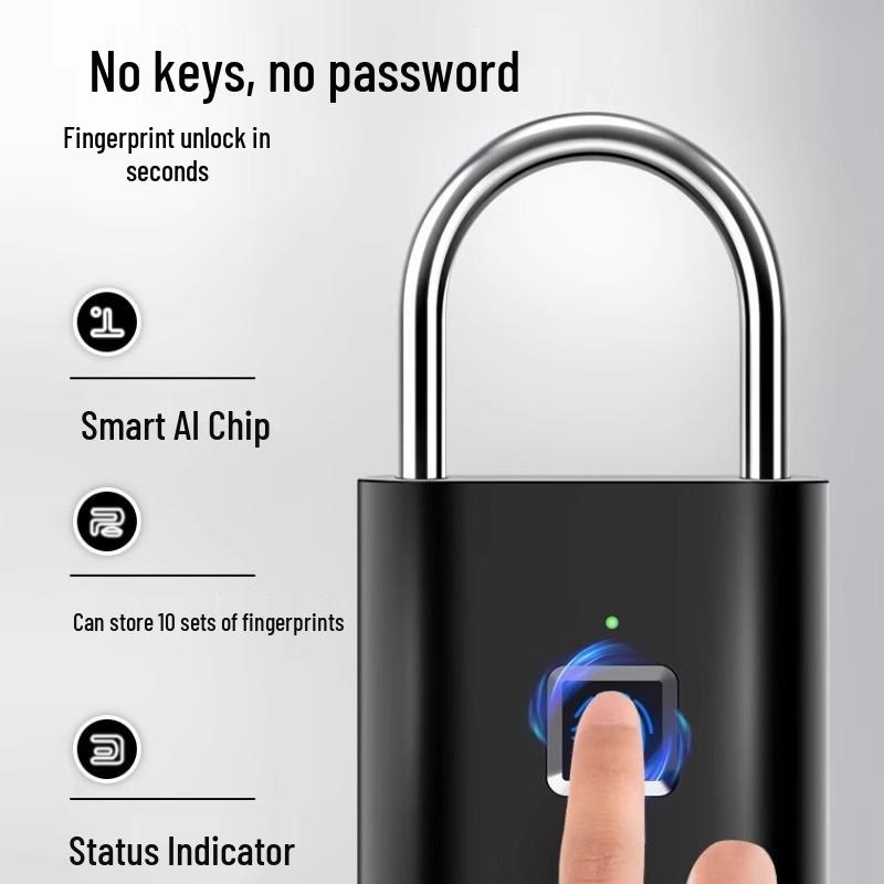 Lacăt inteligent cu amprentă digitală, impermeabil - Exterior rezistent la rugină, antifurt și cu blocare electronică pentru ușa de la intrare și dulap.