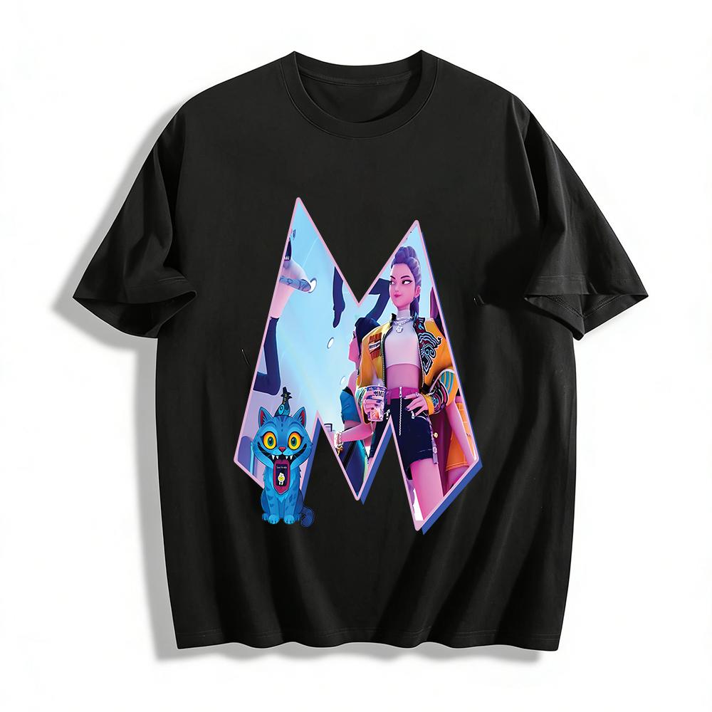 Cyberpunk Style Virtual Idol Print T-shirt Unisex Streetwear Loose Casual Trendy Top Pure cotton T-shirt XXS