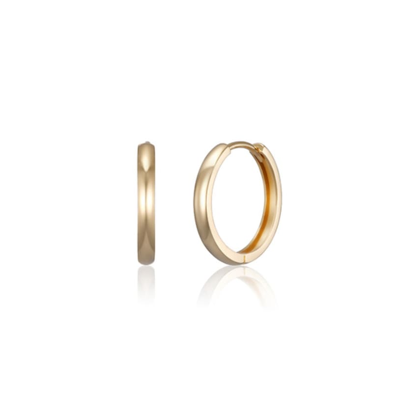 LUNNE 14k Classic Flat One-Touch Ring Earrings (14k Gold) #LFE32