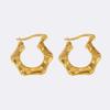 LNCHRAN Stainless Steel & Bamboo Hoop Earrings for Women - Simple & Fashionable