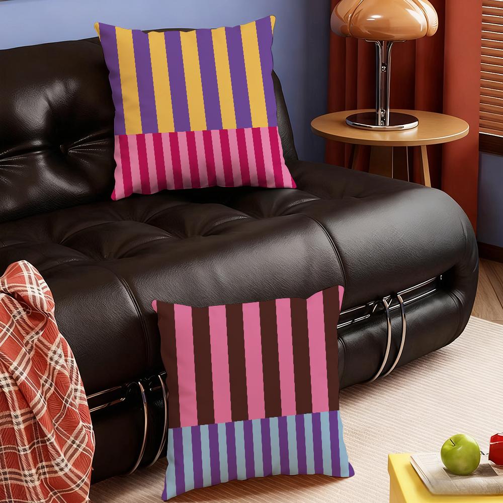 Luxury Fashion Striped Design Colors Pillow Case Bedroom Sofa Living Room Backrest Decoration Square Cushion Nap Time