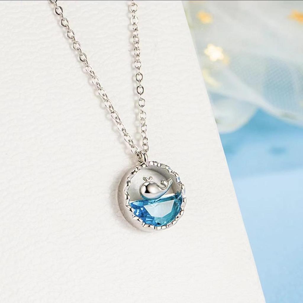 Blue Ocean Little Whale Pendant Necklace - Summer Fresh Light Luxury Jewelry for Women