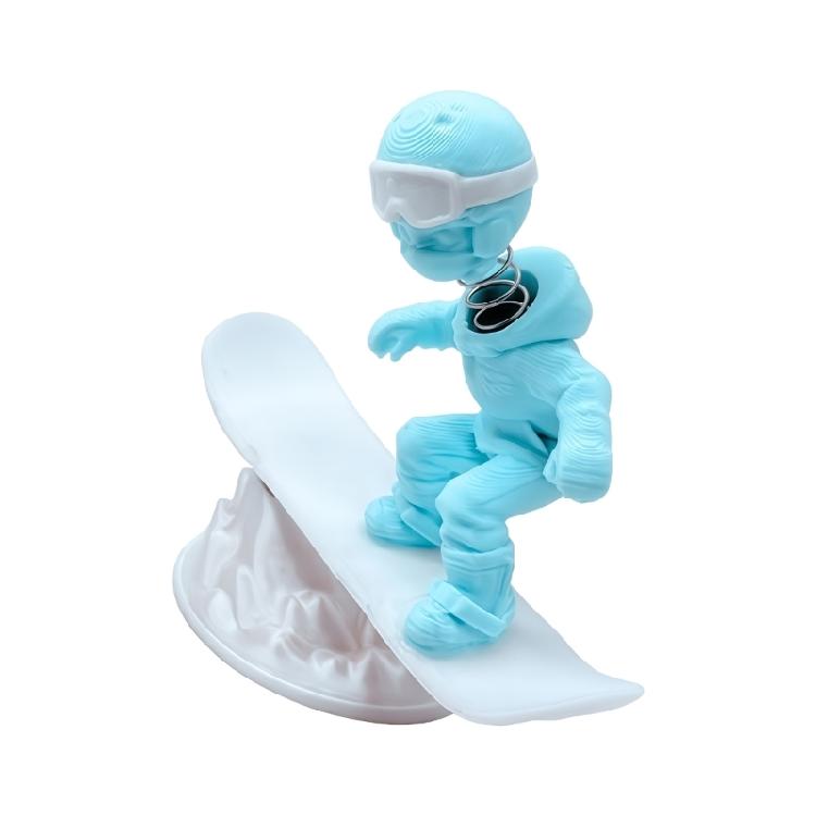 

Funny Skier Snowboarder Miniature Statuette With Metal Spring Dashboard Rocking Ornament For Car Interoir Styling Decors ціан