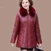 Women's PU Leather Cotton Jacket Thick Warm Windproof Leather Jacket Loose Padded Jacket with Fur Collar