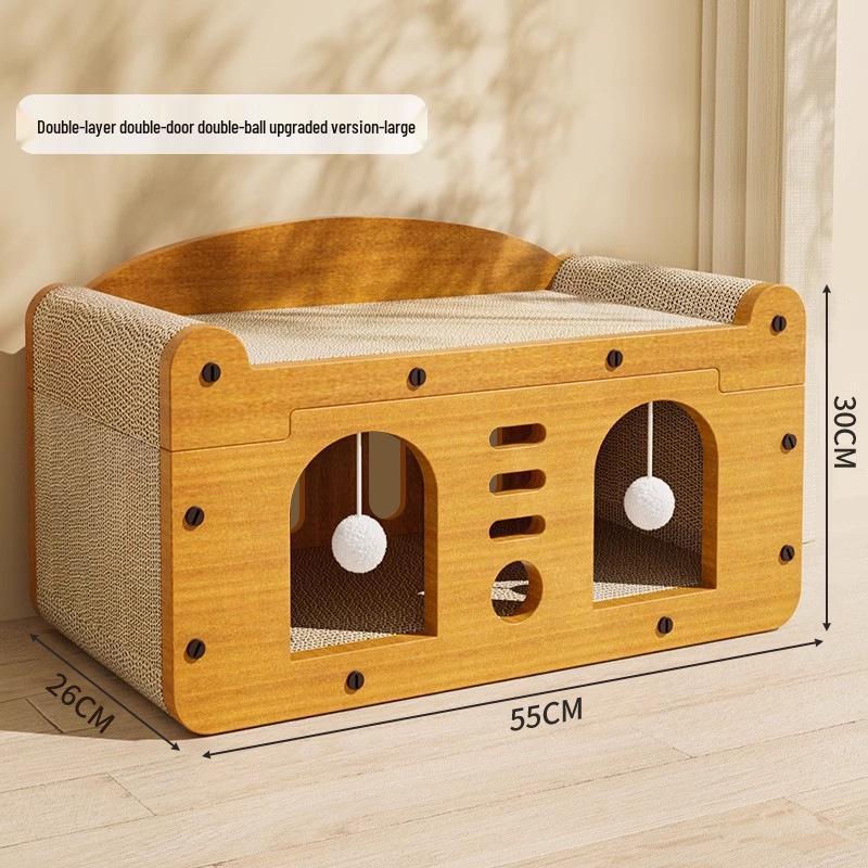 All-Season Durable Cat Scratching Board & Bed - Scratch-Resistant, Non-Shedding, Cat Claw Sharpener & House