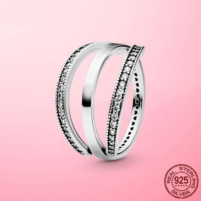 Pierścionek damski 2022 nowy srebro 925 błyszczące i polerowane linie palec serdeczny dla kobiet ślub biżuteria zaręczynowa prezent Anel