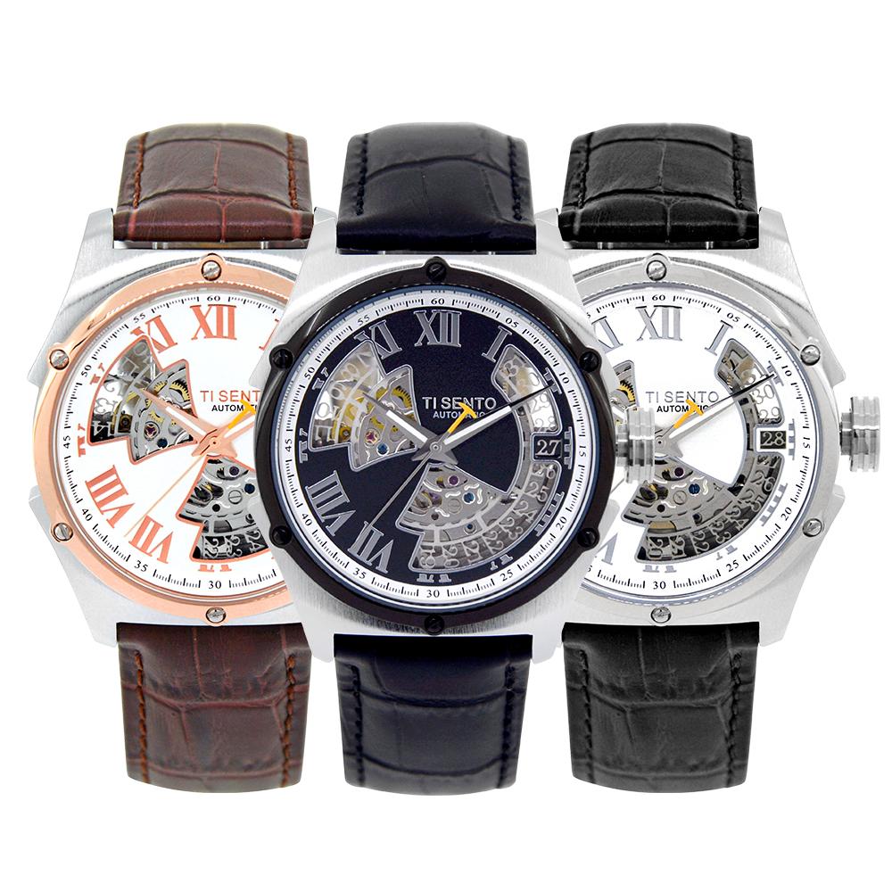 Tisento Ts60031 Men'S Automatic Leather Watch
