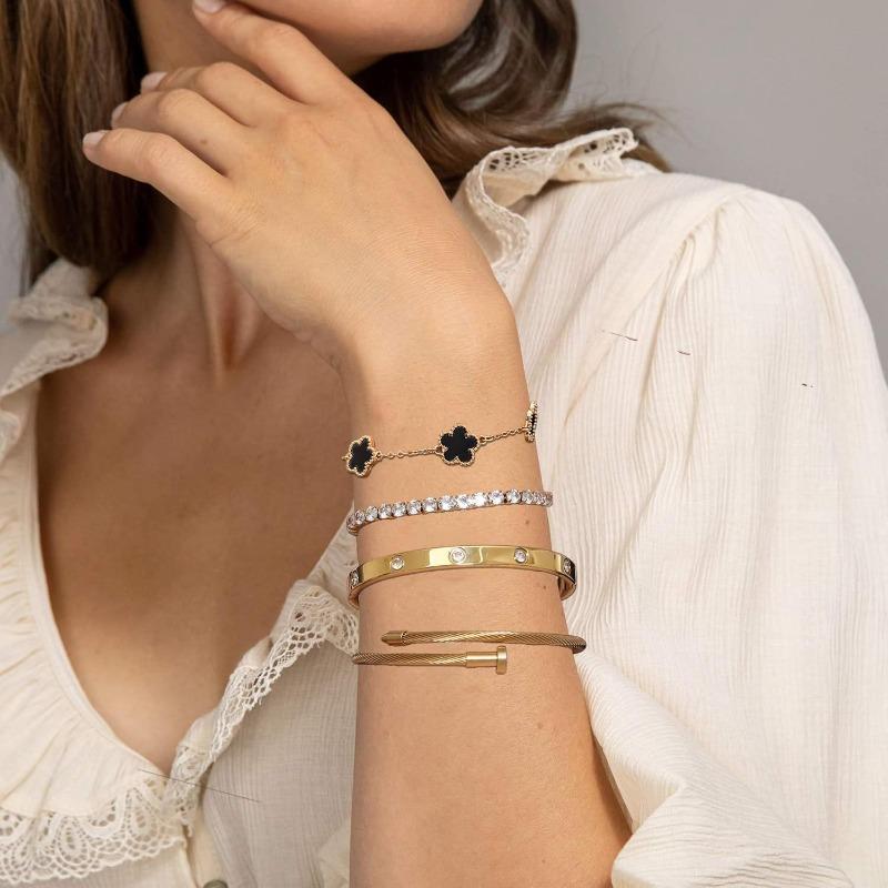 Zircon-studded Multi-layer Stackable and Versatile Women's Bracelet