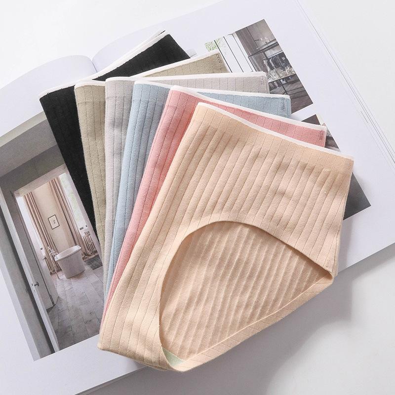 Mid Waist Cotton Panties Women's Underwear Traceless Panty Triangles Solid Colour Panties