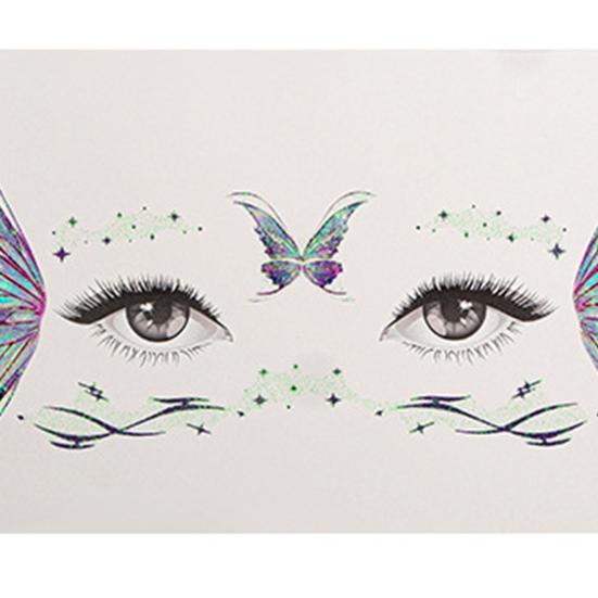 5 Sheets Glitter Butterfly Eye Stickers, Temporary Face Tattoos for Kids, Cartoon Decals for Festival Makeup, Party Decor