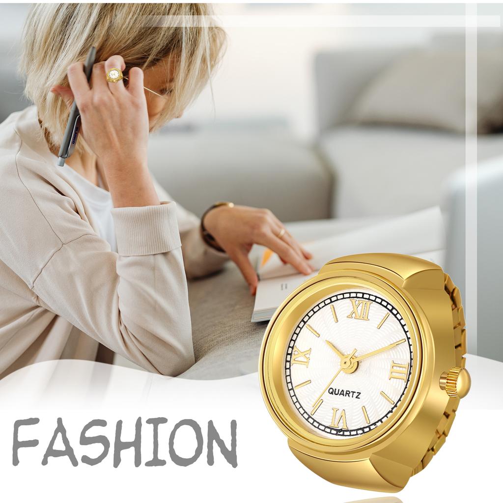 Novelty Finger Ring Watch Elastic Band Roman Numberals Quartz Watches Men Women