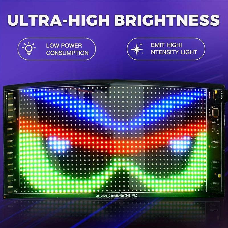23.4''x4.72'' Devil's Eye LED Light Truck Dynamic Eye Light Car Display Screen Car Stickers Decorative Emoji Light for Trucks
