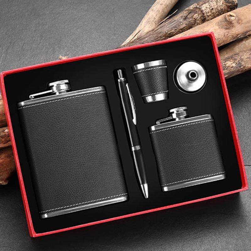 Metal Liquor Container Portable Drinking Vessel Leakproof Hip Flask with Funnel for Adventure Enthusiasts