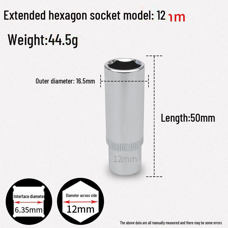 1/4" Xiaofei Hex Socket Wrench, Short 6.3mm Chrome Vanadium Steel Head