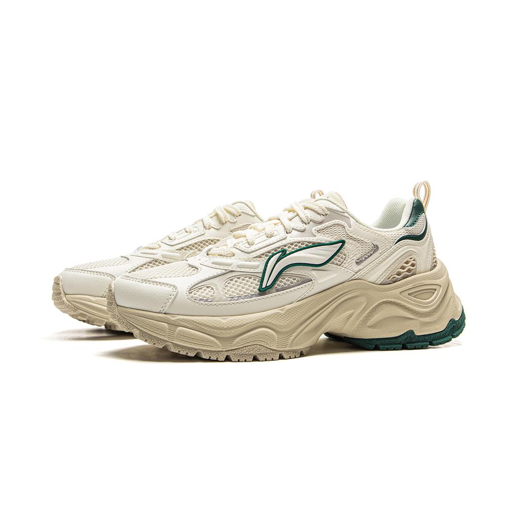 New LiNing Star Ring Slip Resistant, Abrasion Resistant, Breathable Low Top Casual Shoes Women's White Green AGCV112-1