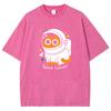 Astronauts Printed Women's T-shirt Fashion Extra Large Top Street Comfortable Clothing Retro Loose Versatile Washed T-shirt