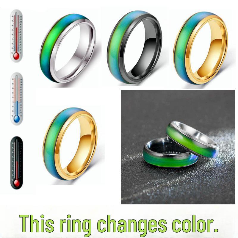 Trendy Color-Changing Couple Rings: European & American Style, Popular Korean Fashion Accessory