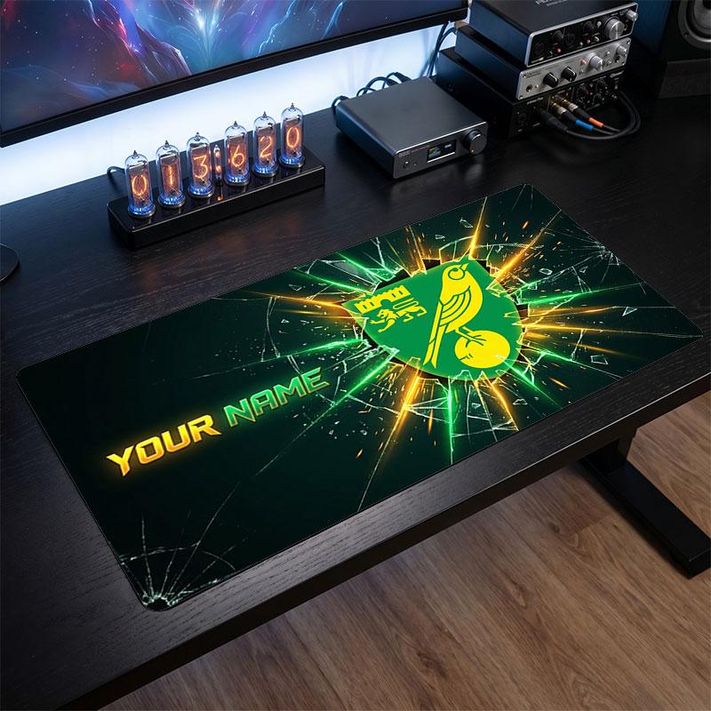 Norwich City Benutzerdefiniertes Großes Mauspade, Personalisierter Name Textdruck, Fußball Logo Rutschfeste Schreibtischmatte Gaming Geschenk