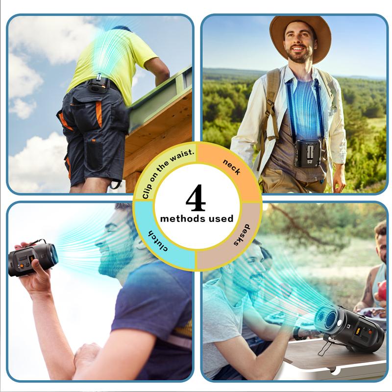 Portable Waist Fan 2026 Upgrade Personal Clip-On Fan 5 Speeds Hands-Free Belt Fan With Flashlight For Outdoor Camping New