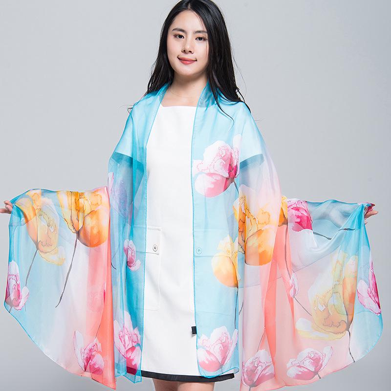 Extra Large Korean Style Chiffon Scarf - Versatile Beach Towel and Sun Protection Shawl for Women