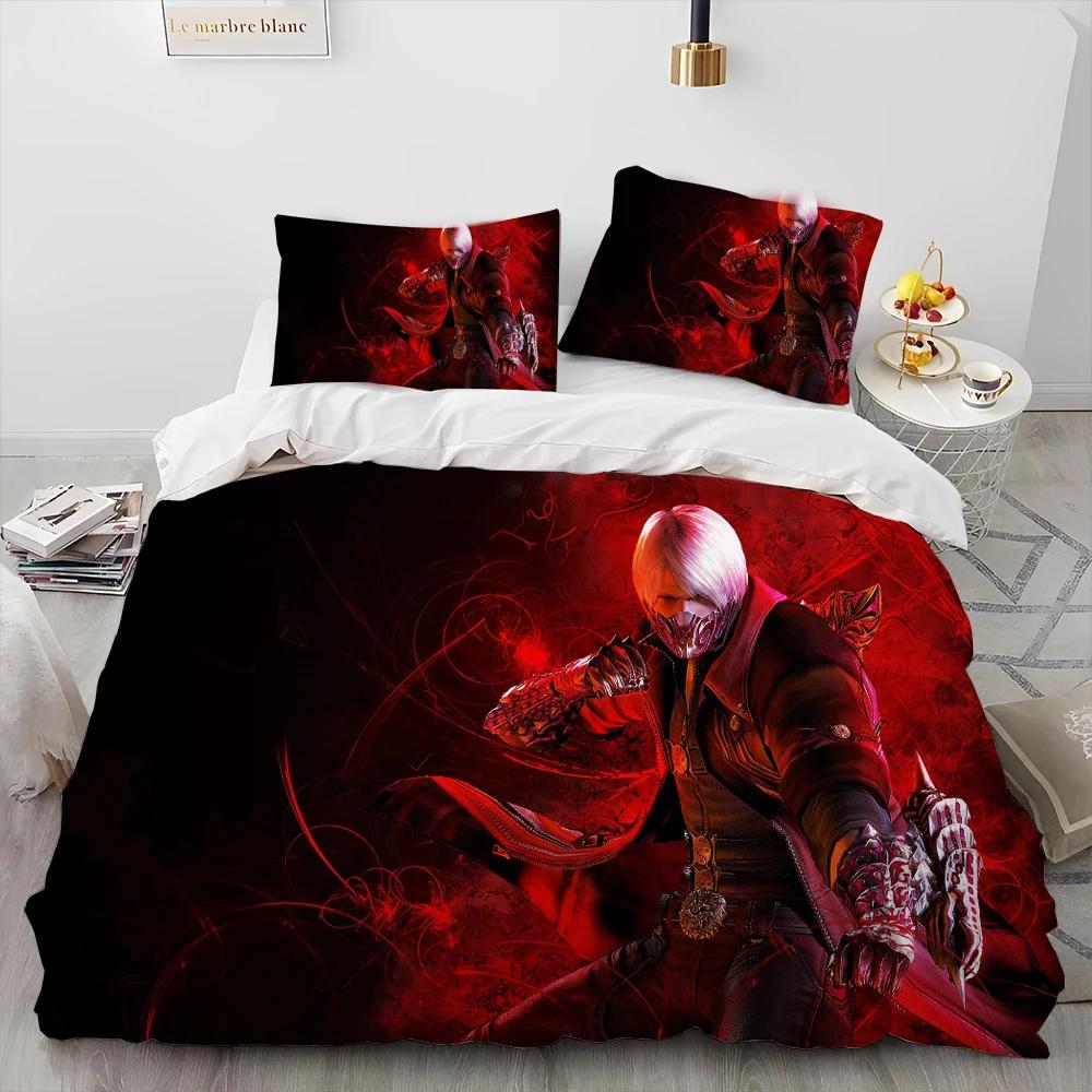 D-Devil May Cry Dmc Game Gamer Comforter Bedding SetDuvet Cover Bed Set Quilt Cover PillowcaseKing Queen Size Bedding Set Kids