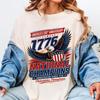 July 4th 1776 National Champions Graphic T-Shirt, America 250th Anniversary Oversized Tee, Distressed Vintage